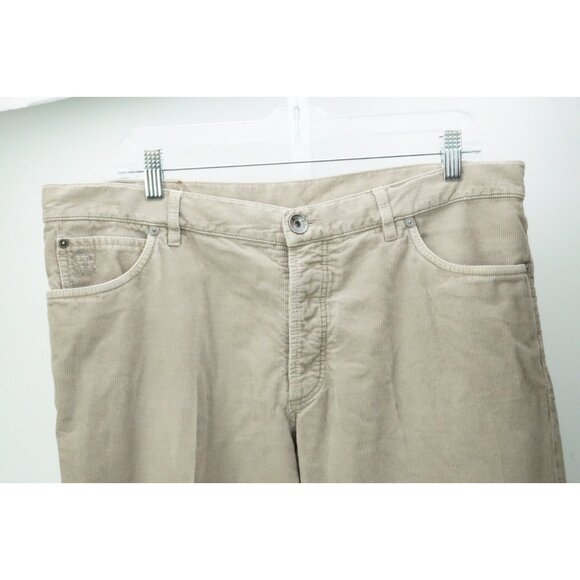 Brunello Cucinelli Light Beige Taupe Corduroy 100% Cotton Pants Sz 52 EU